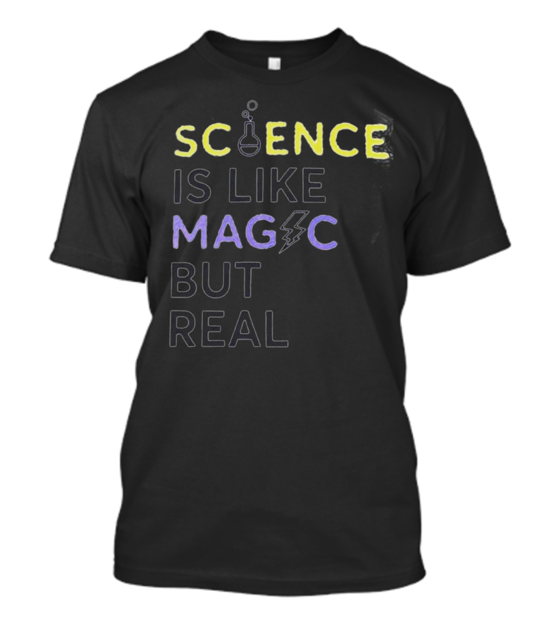 SCIENCE IS LIKE MAGIC BUT REAL Beaker Lightning Bolt T-Shirt