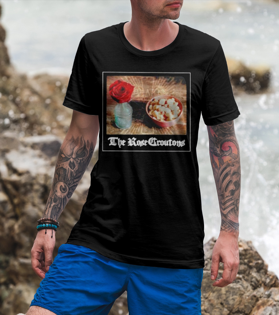 The Rose Croutons Gothic Retro Style Vase Debonair Blossom Bread Bowl T-Shirt
