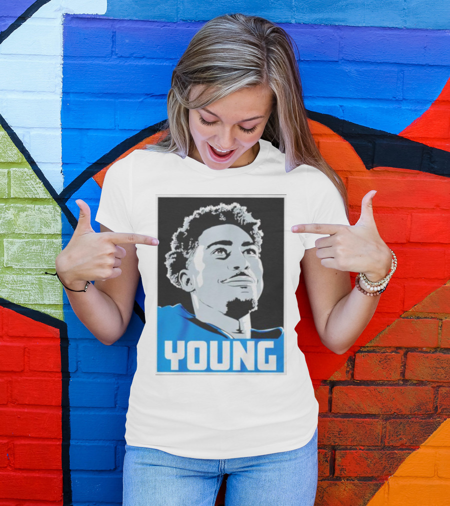 Bryce Young Football Portrait Black And Blue Young T-Shirt
