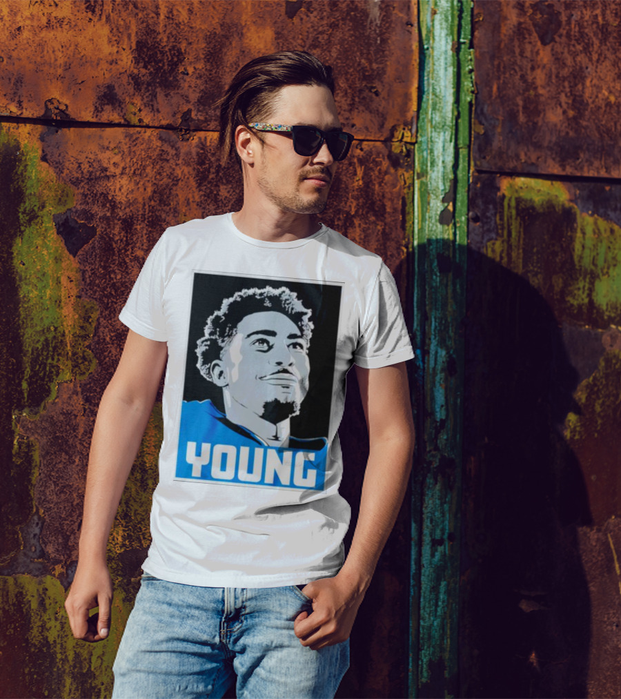 Bryce Young Football Portrait Black And Blue Young T-Shirt