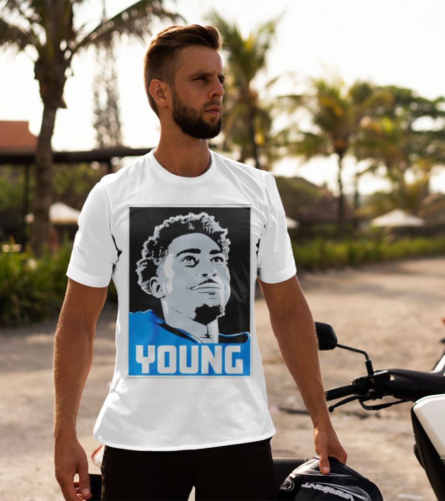 Bryce Young Football Portrait Black And Blue Young T-Shirt