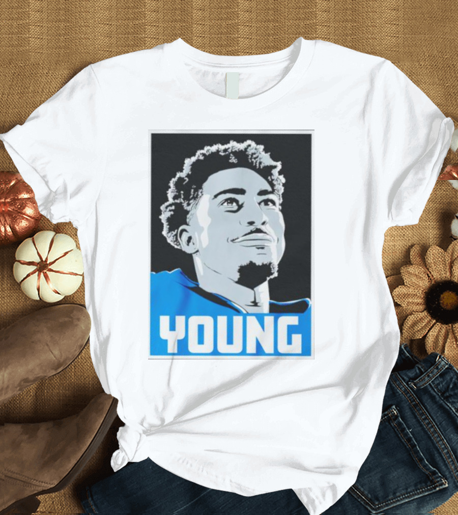 Bryce Young Football Portrait Black And Blue Young T-Shirt