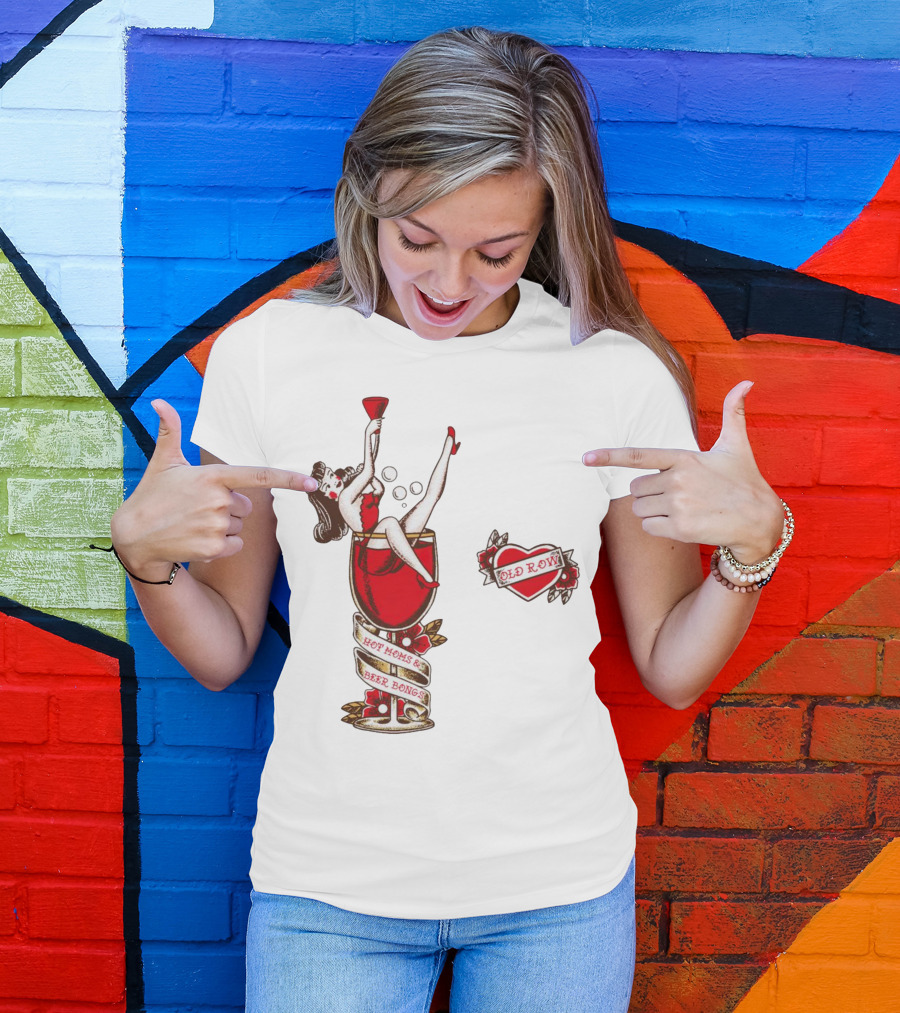 Hot Moms And Beer Bongs Old Row Retro Pin-Up T-Shirt