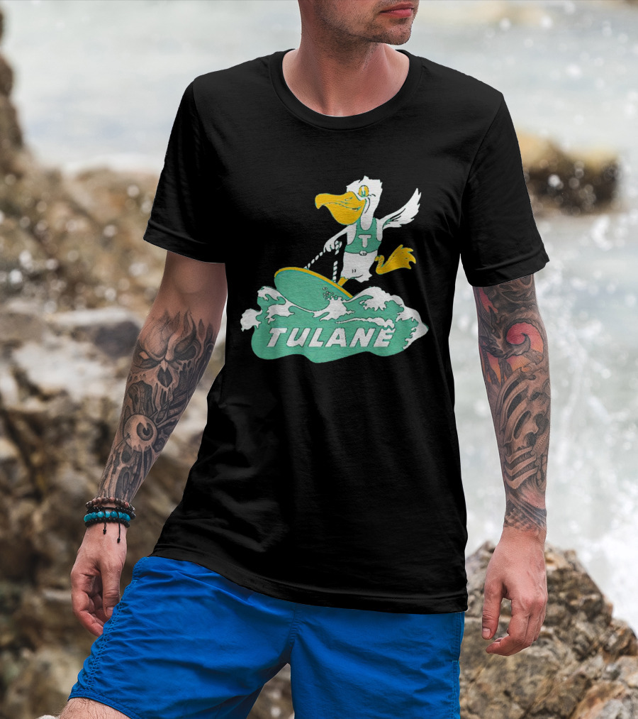 Tulane Green Wave Surfing Pelican Vintage T-Shirt