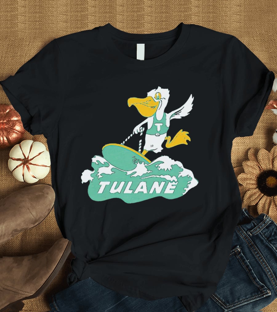 Tulane Green Wave Surfing Pelican Vintage T-Shirt