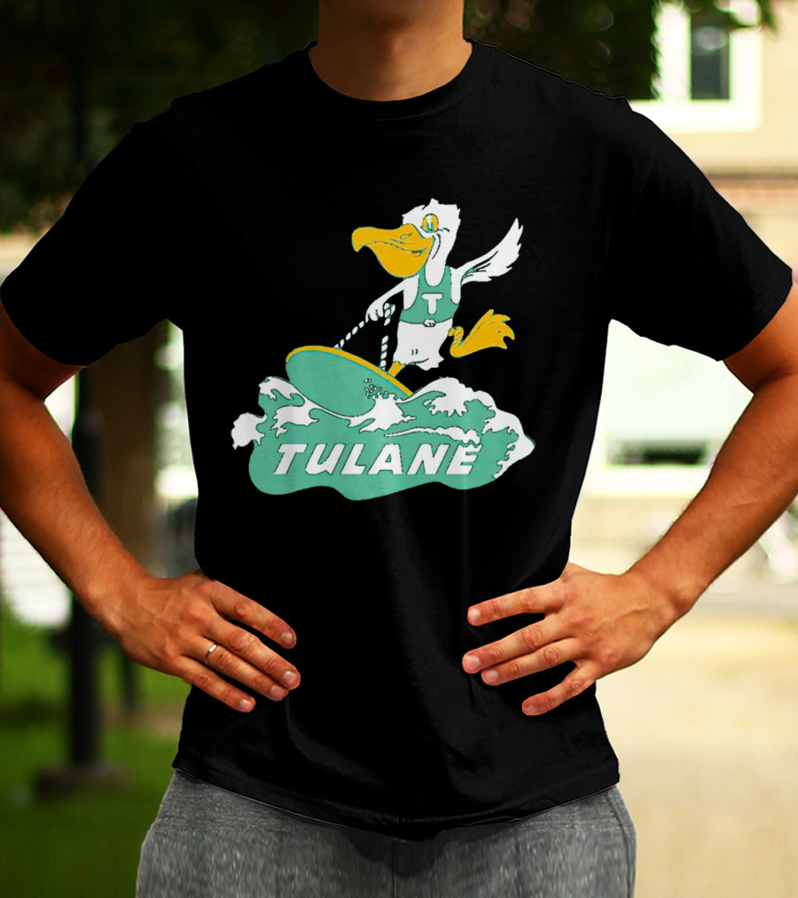Tulane Green Wave Surfing Pelican Vintage T-Shirt