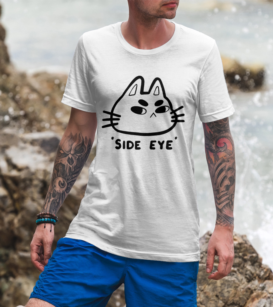 Chocolettchoo Side Eye Cat Drawing T-Shirt