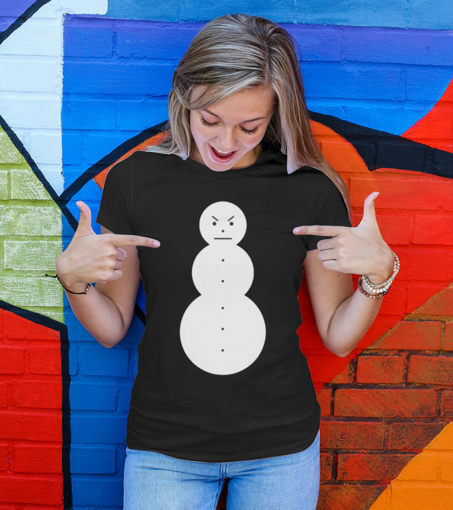Snowman Annoyed Face Expression T-Shirt