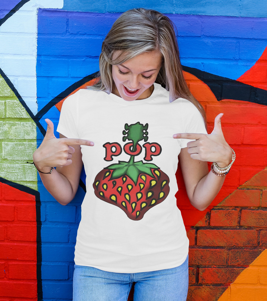 Strawberry Fields Pop Festival Logo With Strawberry T-Shirt