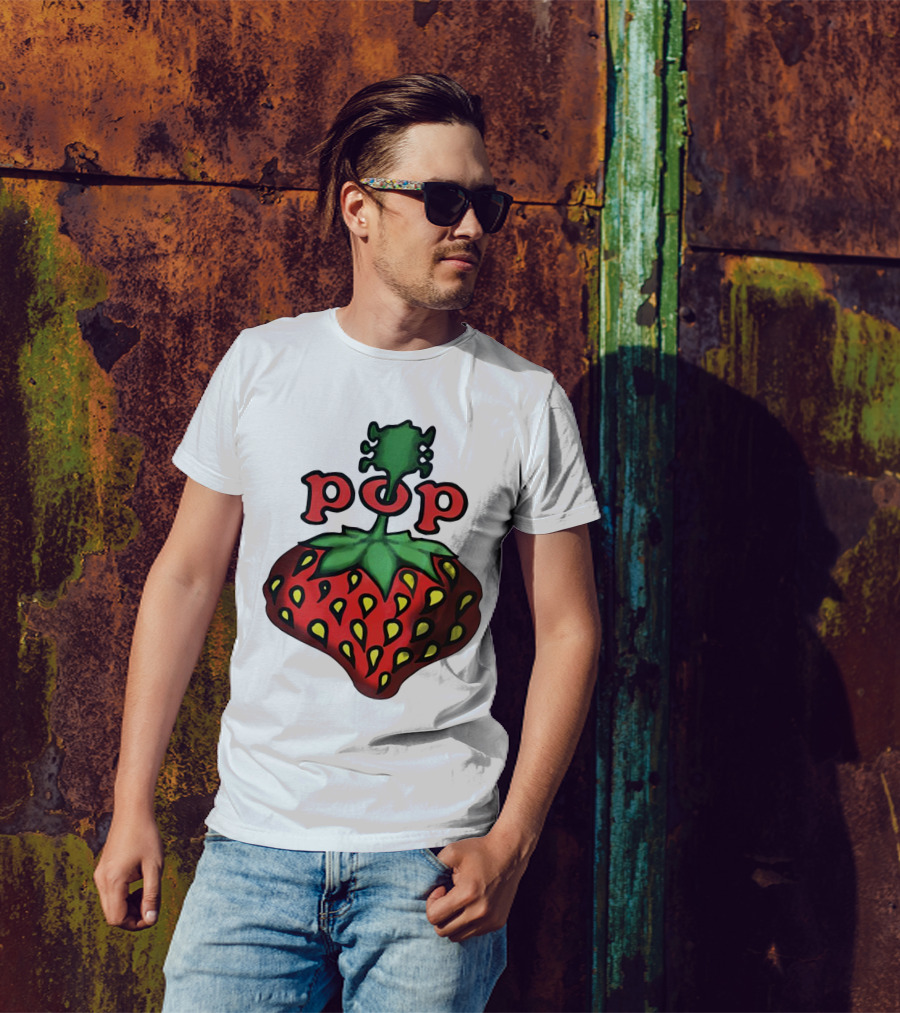 Strawberry Fields Pop Festival Logo With Strawberry T-Shirt