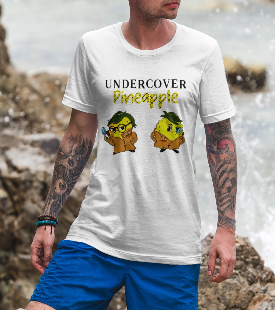 UNDERCOVER PINEAPPLE Detective Humor Quirky Characters T-Shirt