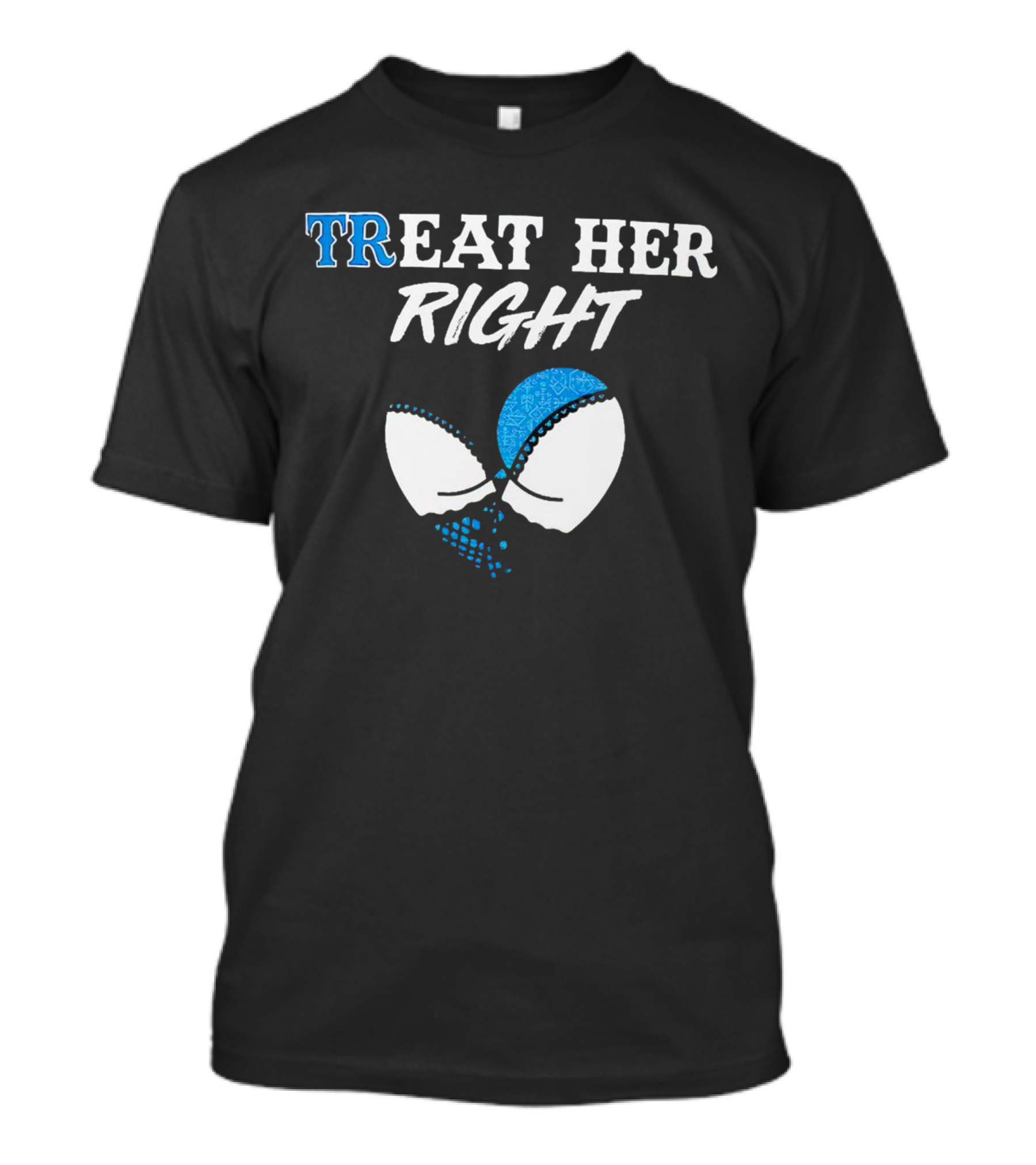 TREAT HER RIGHT Blue And White Lace T-Shirt