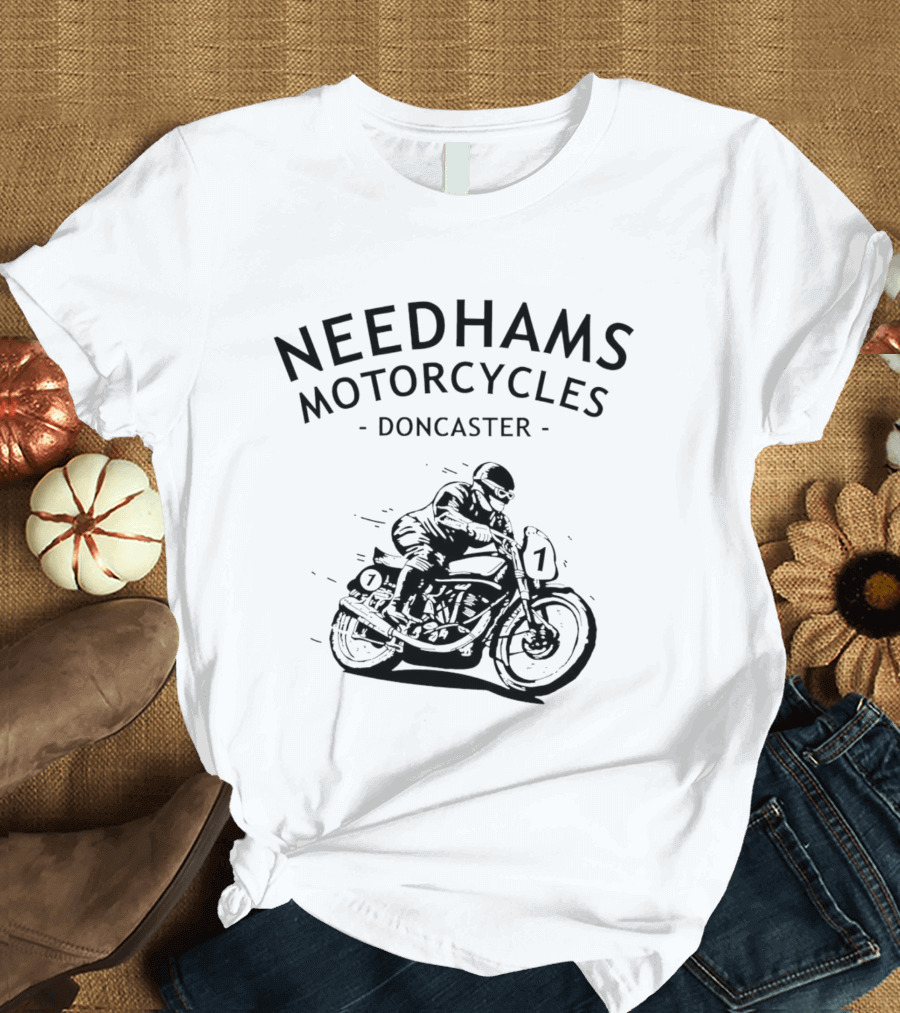 Needhams Motorcycles Doncaster Racing Rider Drawing T-Shirt