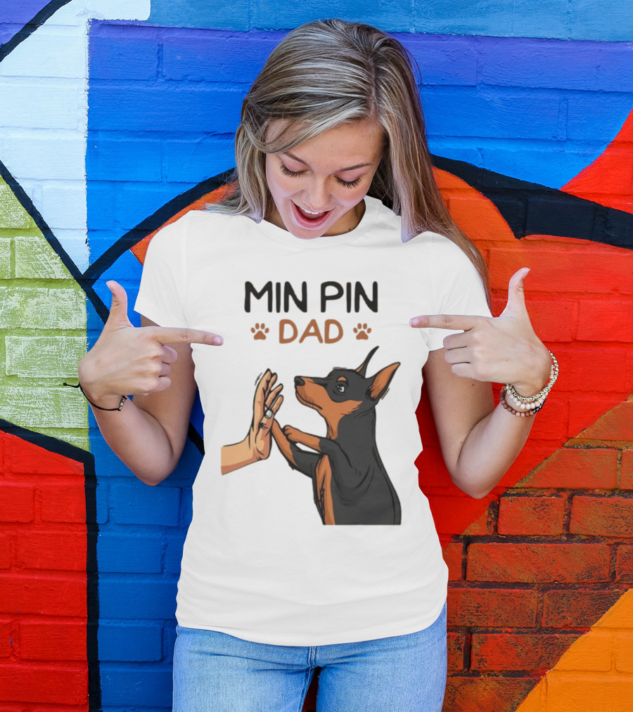 MIN PIN DAD Father's Day Dog Paw T-Shirt