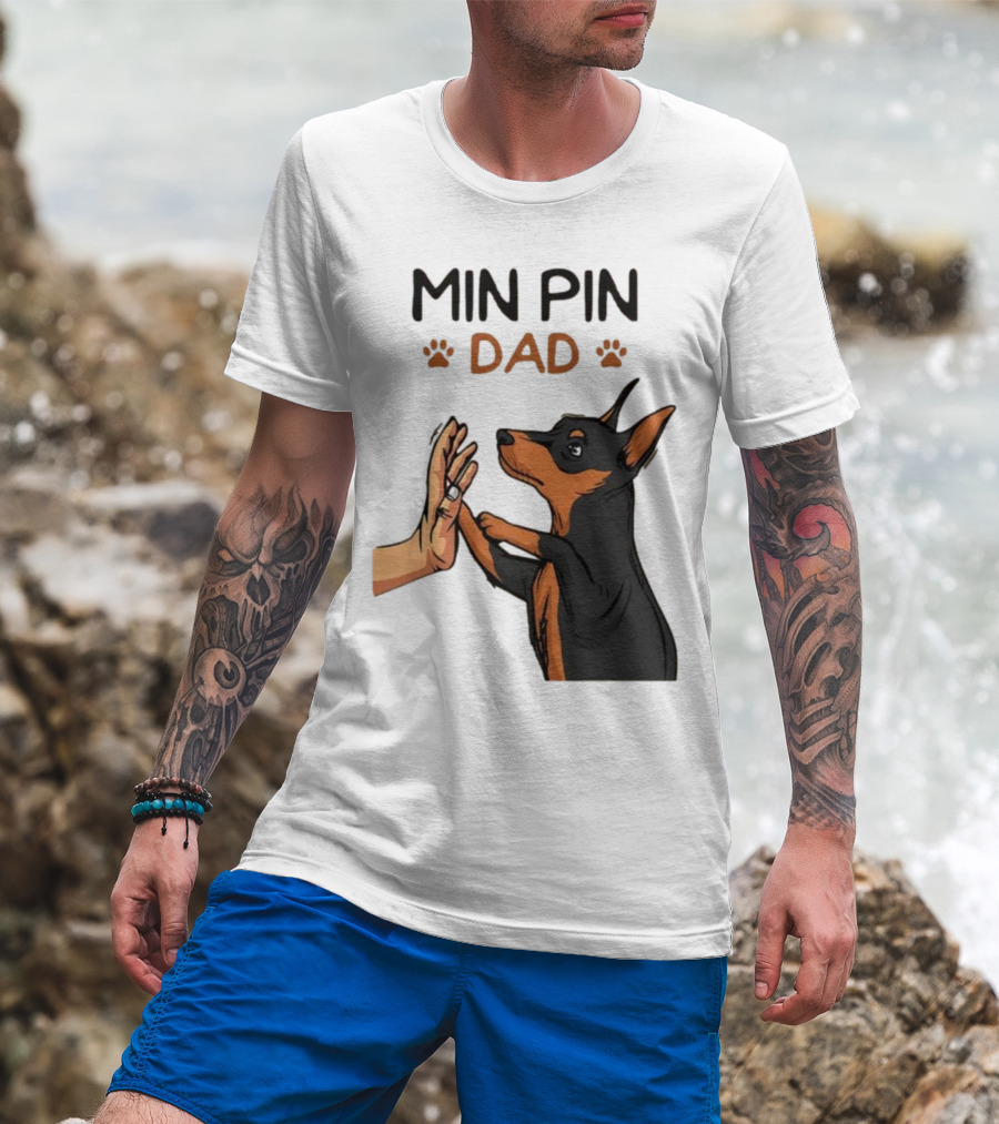 MIN PIN DAD Father's Day Dog Paw T-Shirt