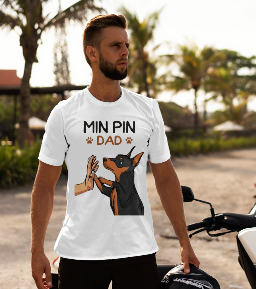 MIN PIN DAD Father's Day Dog Paw T-Shirt