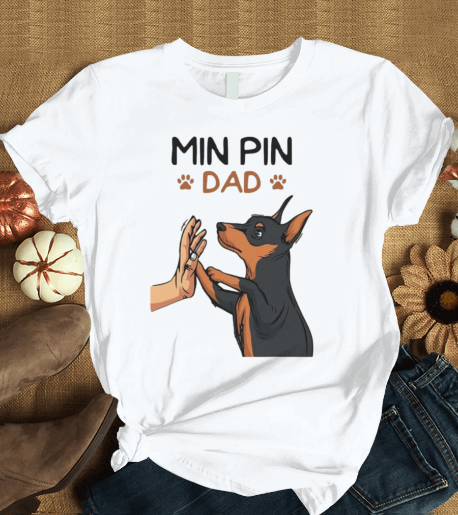 MIN PIN DAD Father's Day Dog Paw T-Shirt