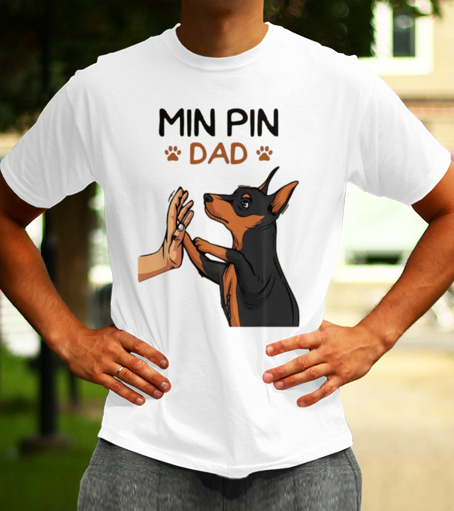 MIN PIN DAD Father's Day Dog Paw T-Shirt