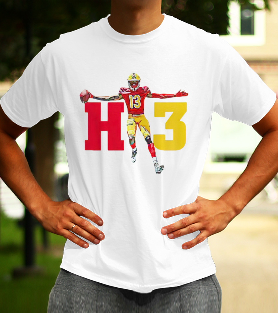 Maurice Alexander HT3 Football Player In Red And Yellow Uniform With Football T-Shirt