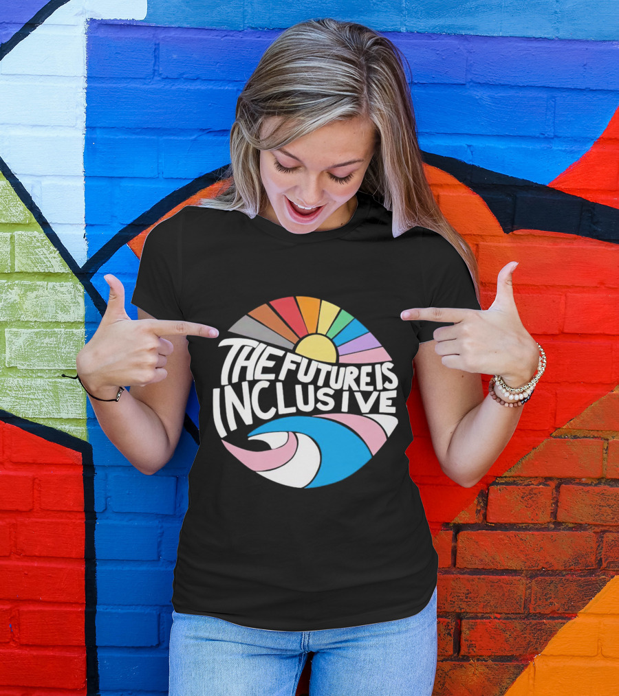 The Future Is Inclusive Rainbow Pride Wave Sunburst T-Shirt