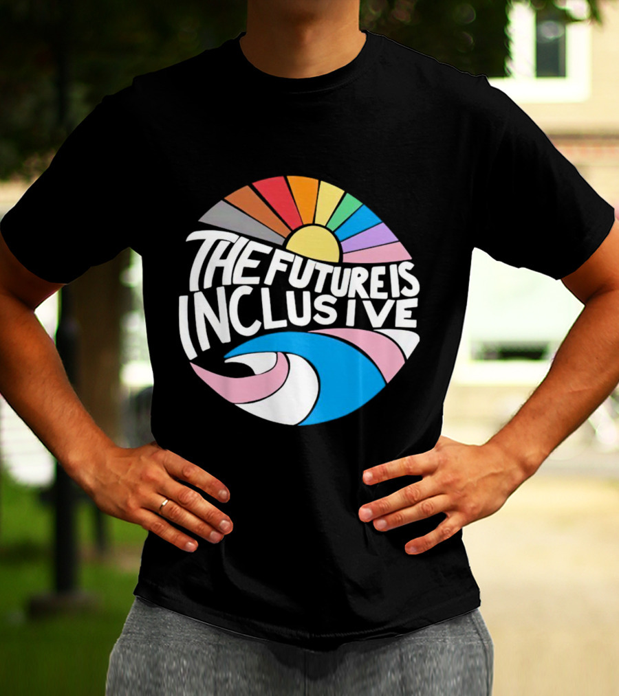 The Future Is Inclusive Rainbow Pride Wave Sunburst T-Shirt