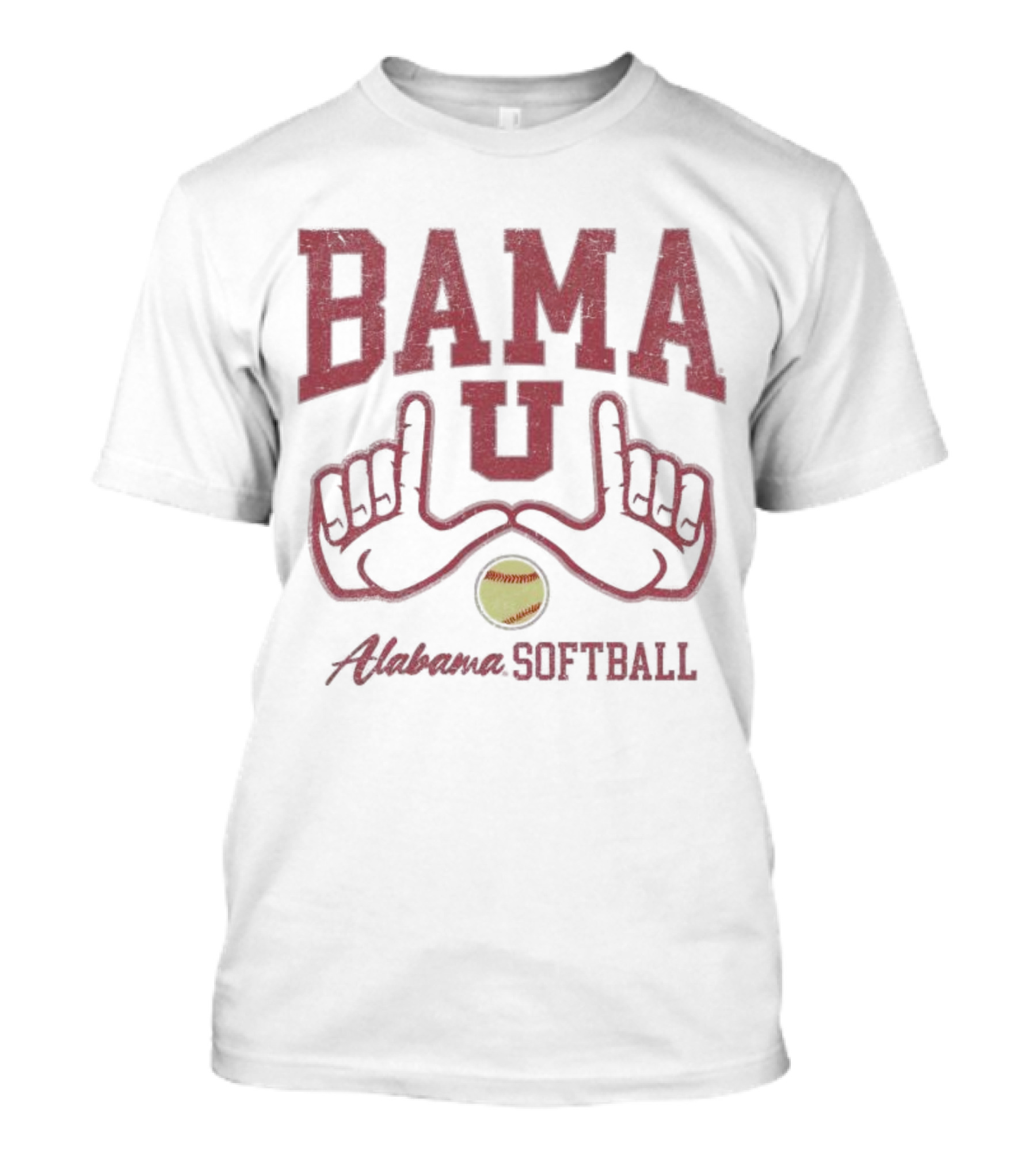 Bama U Alabama Softball Hands With Yellow Softball T-Shirt