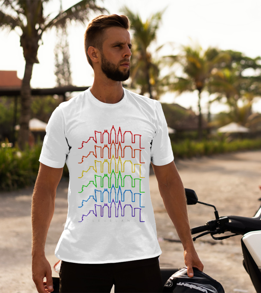 Cleveland Skyline Rainbow Colors T-Shirt
