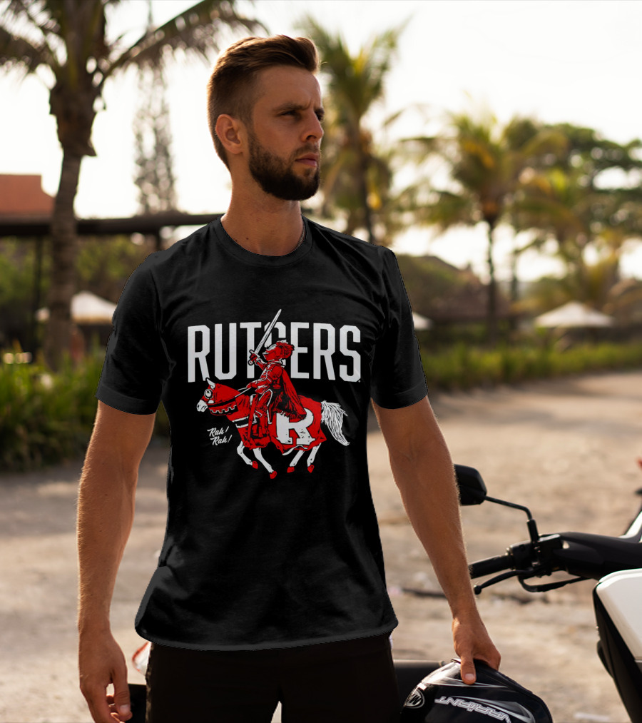 Rutgers Knights Rah Rah Iconic Sword-Wielding Mascot On Horseback T-Shirt