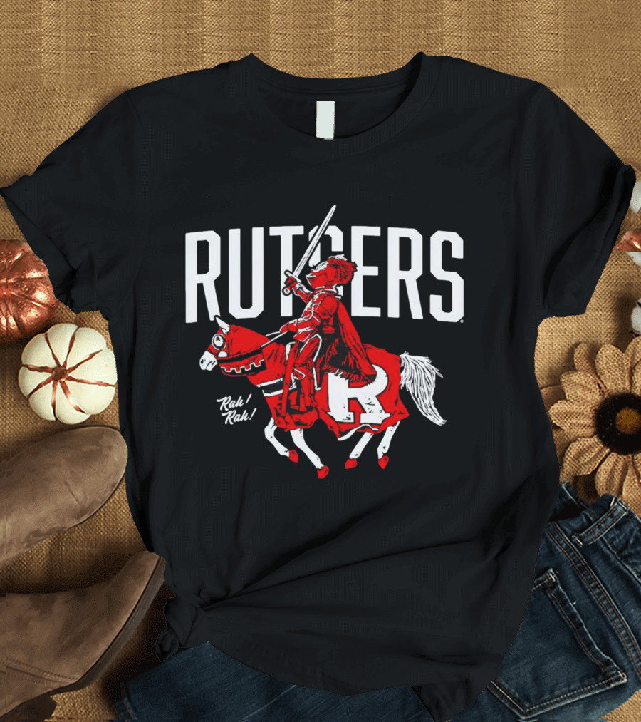 Rutgers Knights Rah Rah Iconic Sword-Wielding Mascot On Horseback T-Shirt