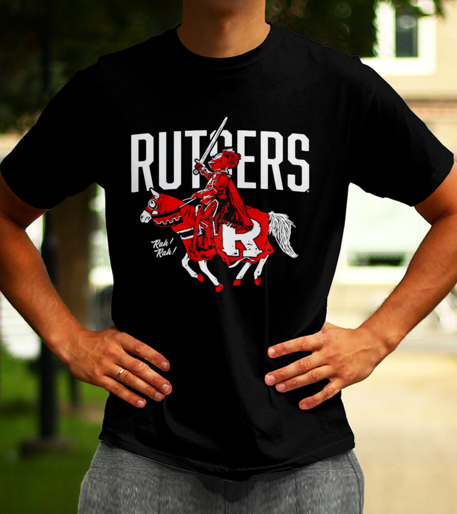 Rutgers Knights Rah Rah Iconic Sword-Wielding Mascot On Horseback T-Shirt