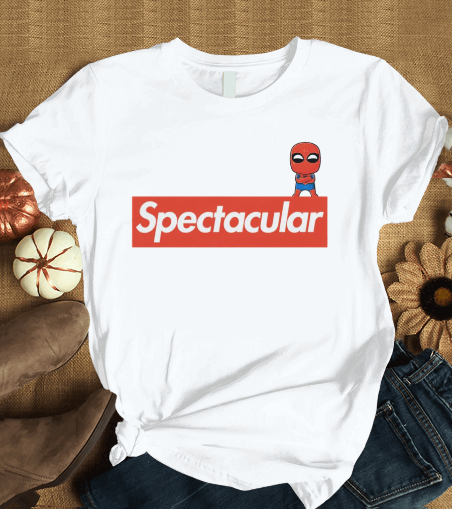 Spectacular Spider-Man Comic Look With Iconic Red Block T-Shirt