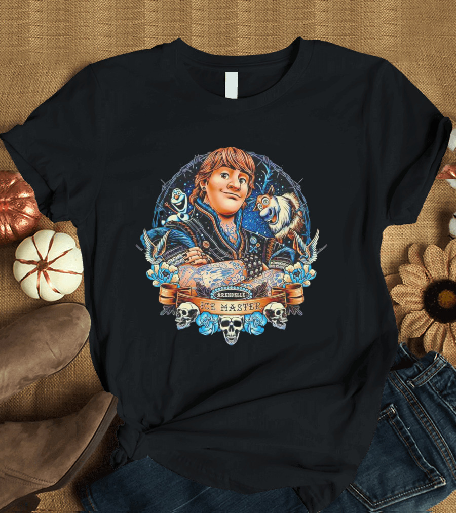Arendelle Ice Master With Olaf And Sven Skulls And Roses Tattoo T-Shirt