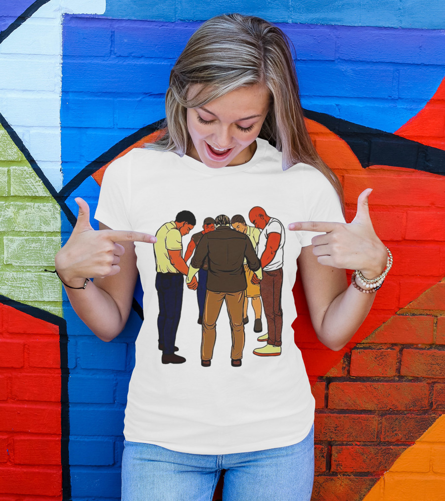 Black Men Praying In Circle Together T-Shirt