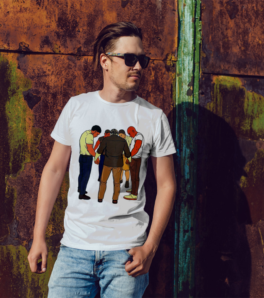 Black Men Praying In Circle Together T-Shirt