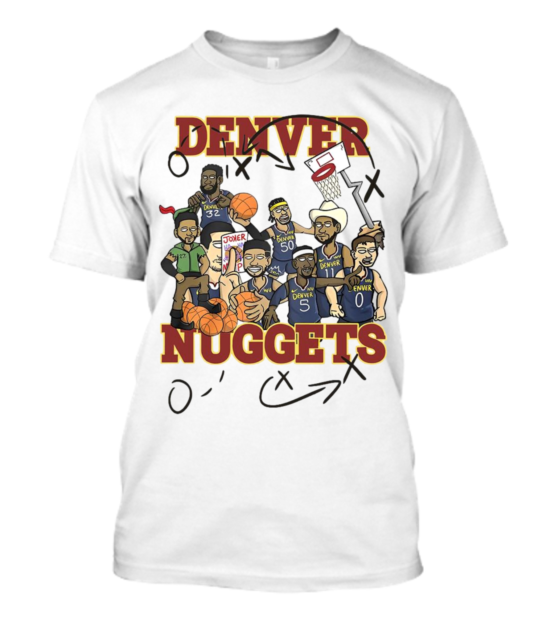 Denver Nuggets Cartoon Players Jokic Basketball Team T-Shirt