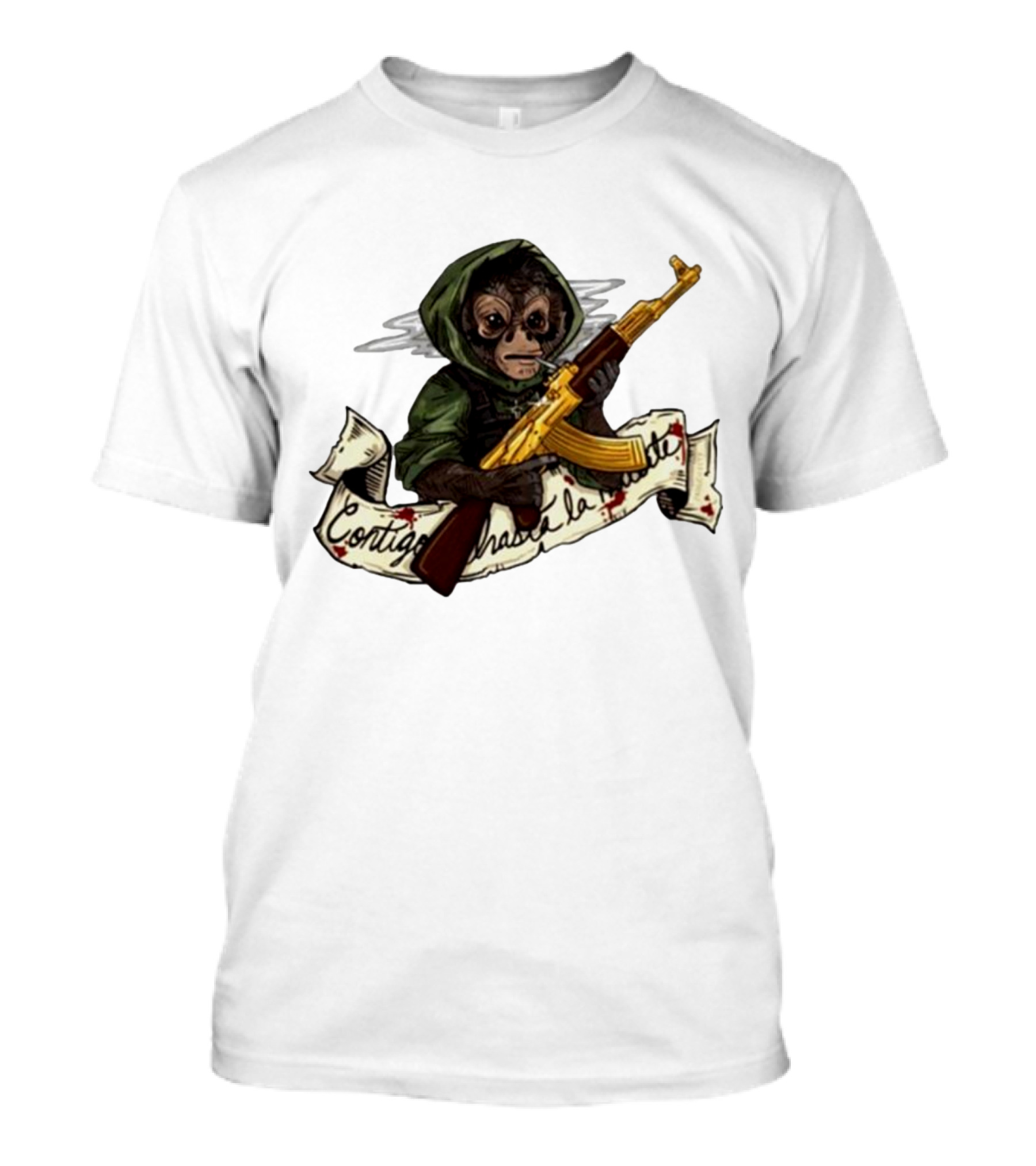 El Changuito Contigo Hasta La Muerte Monkey With AK-47 T-Shirt