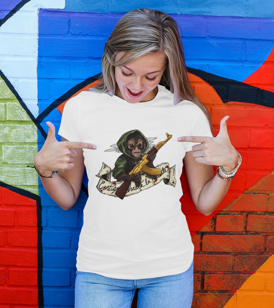 El Changuito Contigo Hasta La Muerte Monkey With AK-47 T-Shirt