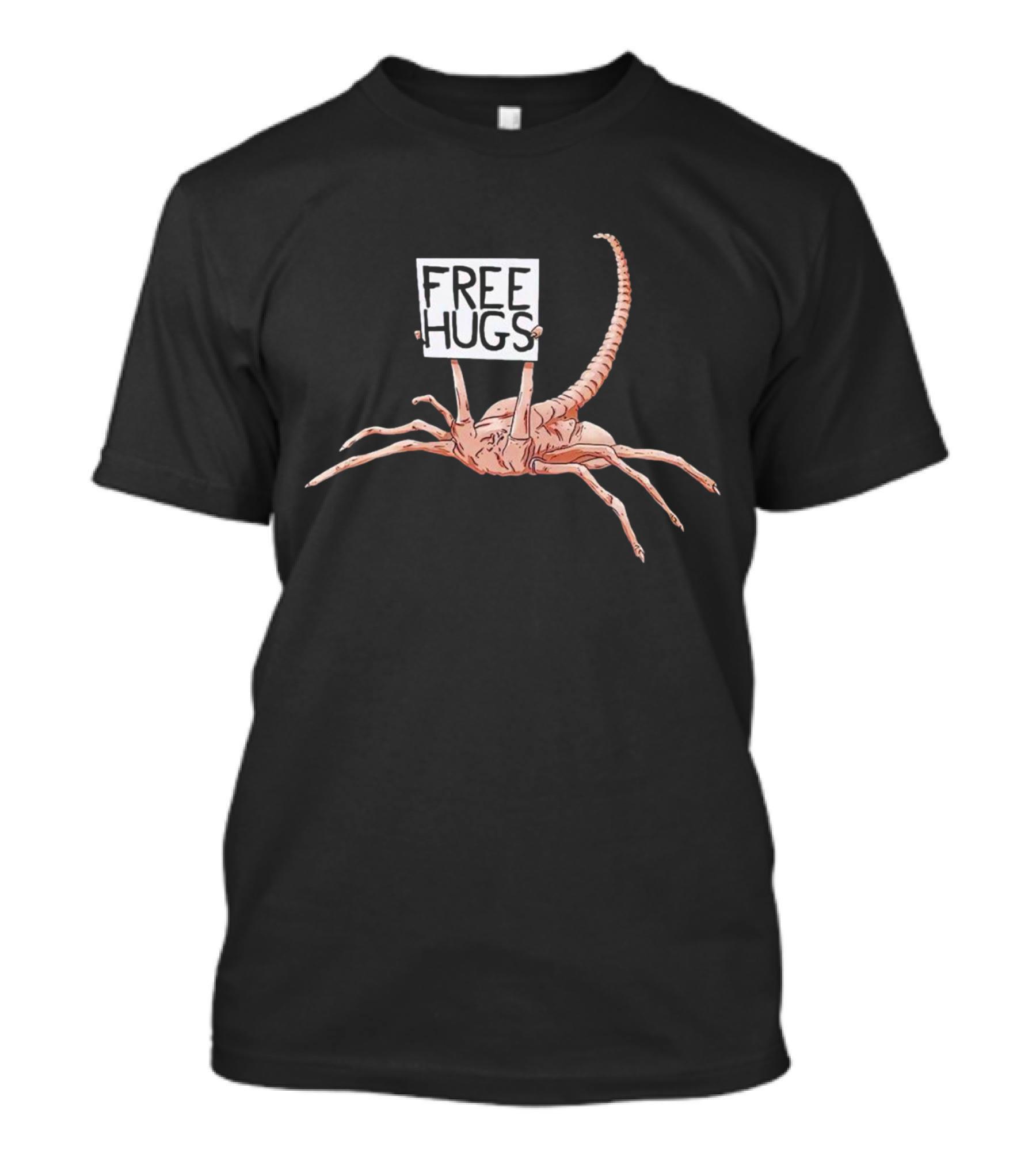 Free Hugs Alien Parody Facehugger Creature T-Shirt