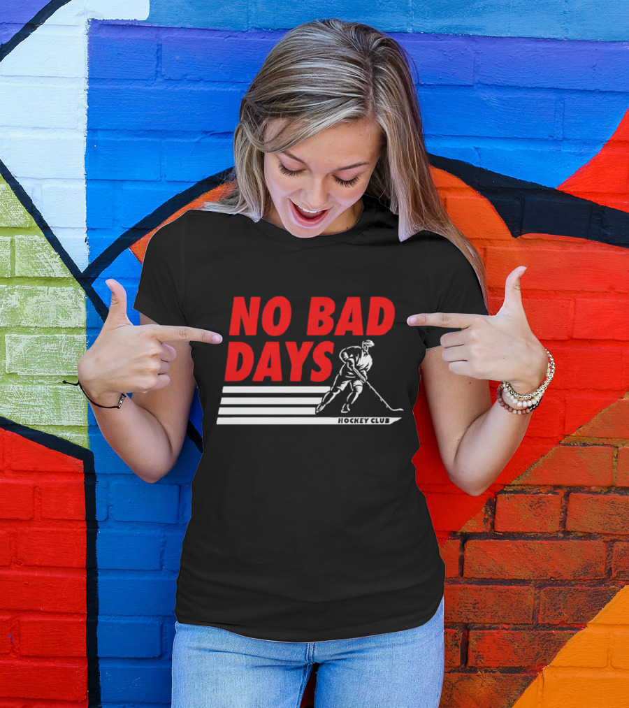 No Bad Days Hockey Club Skater Stripe Motif T-Shirt