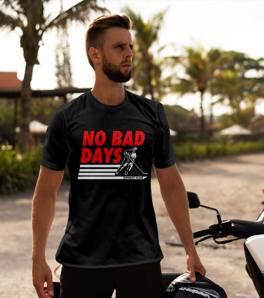 No Bad Days Hockey Club Skater Stripe Motif T-Shirt