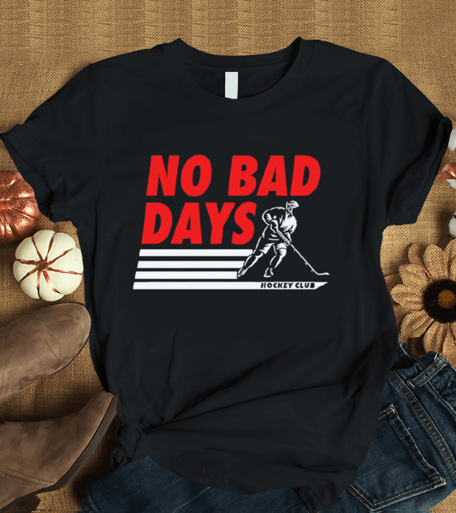No Bad Days Hockey Club Skater Stripe Motif T-Shirt