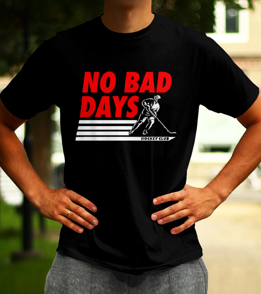 No Bad Days Hockey Club Skater Stripe Motif T-Shirt
