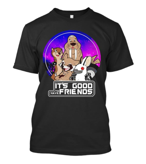 It's Good To Have Friends Rocket Rabbit Space Circle T-Shirt