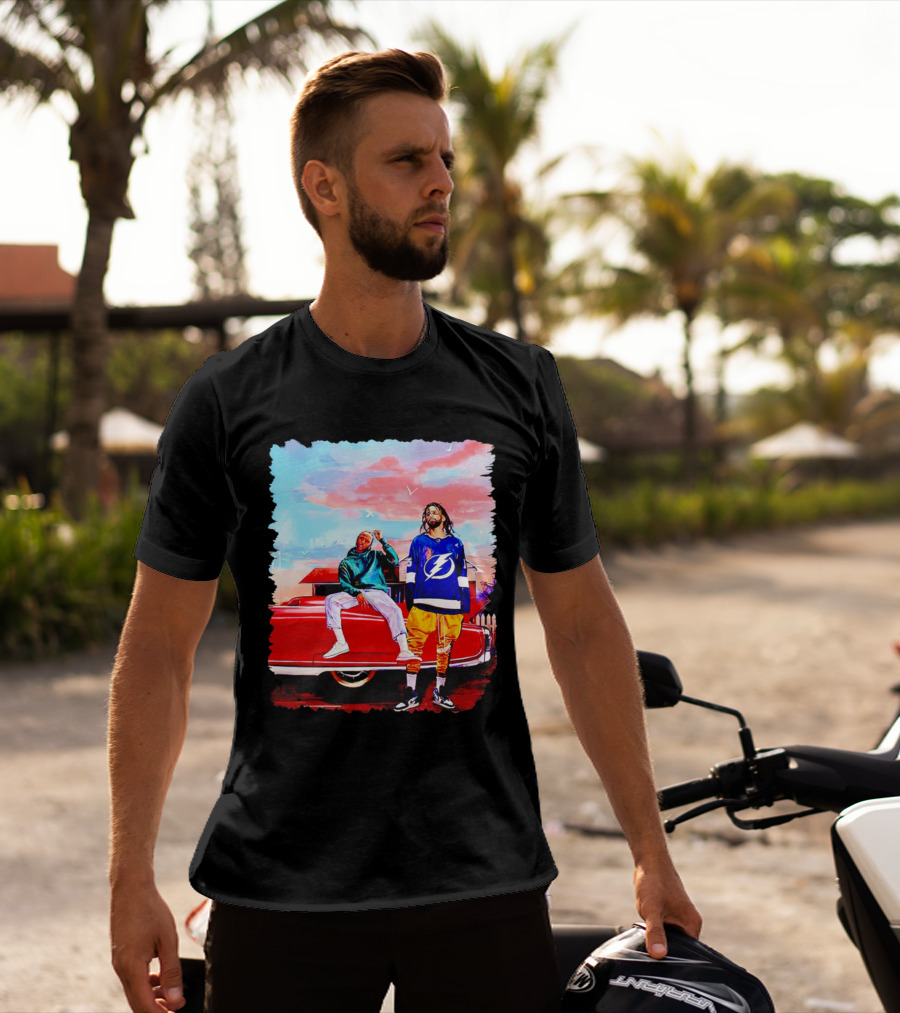 J Cole And Kendrick Lamar Concert With Retro Car And Tampa Bay Lightning Jersey T-Shirt