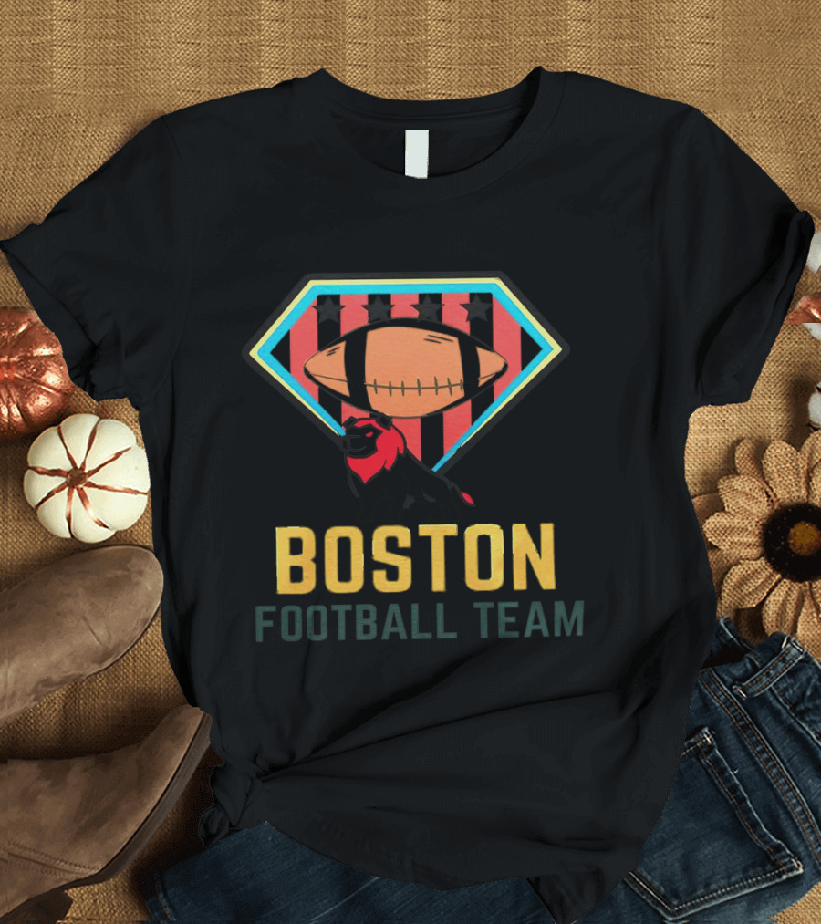 Boston Football Team Lion Emblem With Starry Shield T-Shirt