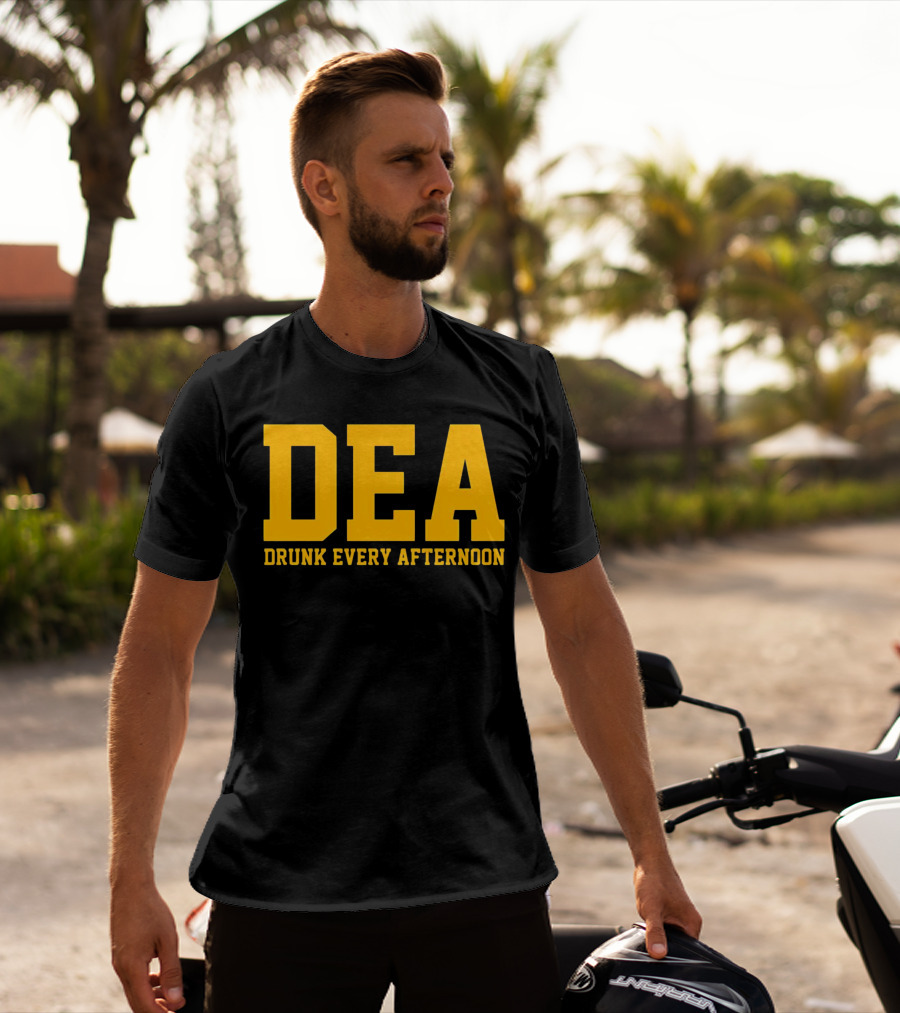 DEA Drunk Every Afternoon Bold Yellow Block Letters T-Shirt