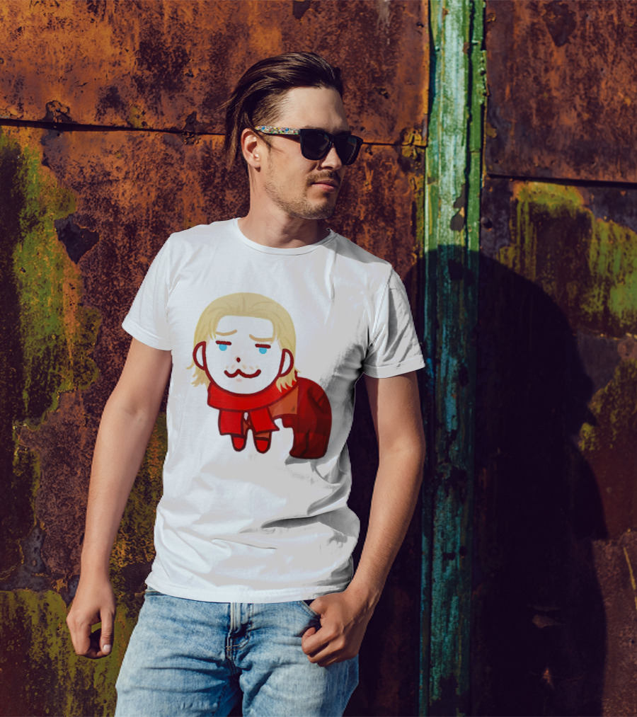Ocelot Creature Blonde Character In Red Scarf And Outift T-Shirt