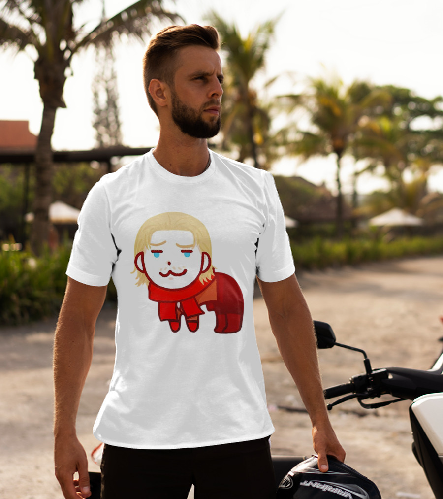 Ocelot Creature Blonde Character In Red Scarf And Outift T-Shirt