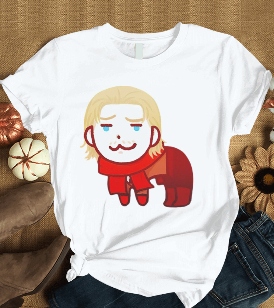 Ocelot Creature Blonde Character In Red Scarf And Outift T-Shirt