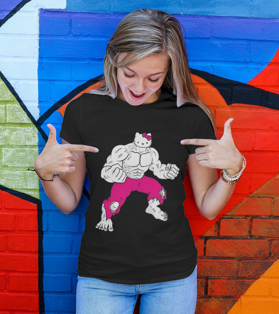 Hello Kitty Meets Hulk Crossover Mashup T-Shirt